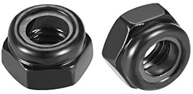 uxcell Hex Lock Nuts - M5 x 0.8mm Carbon Steel Nylon Insert Self-Locking Nuts for Fasteners, 50Pcs Black