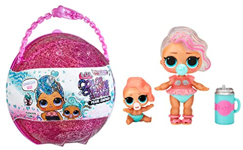 LOL Surprise Glitter Pearl Surprise Poupée avec Changement de Couleur & 6 Surprises – Contient 1 poupée de Collection & sa sœur, des Tenues, Accessoires & des Bulles, Dès 4 Ans – Violet