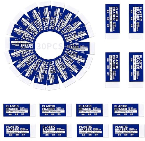 Radierer 30 Stück Radiergummi Weich, 2B Weich Radiergummi, Radierer Klassischer Radiergummi Weiß Plastik Gummi Radiergummis,Weiß 2B Plastik Radiergummi Radierer Gut für Schulen,Gemälden,KünstenSkizzen