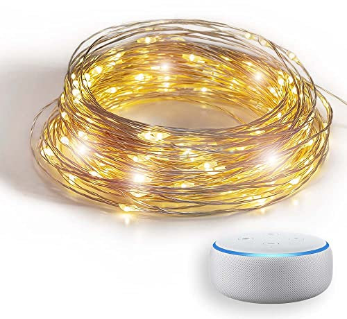 GuirLED - Guirlande lumineuse wifi mini LED USB - Commande Vocale - Maison connectée - Amazon Alexa & Google Assistant - Adaptateur secteur double USB 2A inclus - 200 LED 20 mètres - Filament Silver