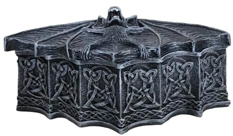 Ebros Gift Vampire Dracula Nosferatu Bat With Pentagram Star Celtic Knotwork Decorative Trinket Jewelry Box Stash Figurine 7.25 L Ossuary Macabre Halloween