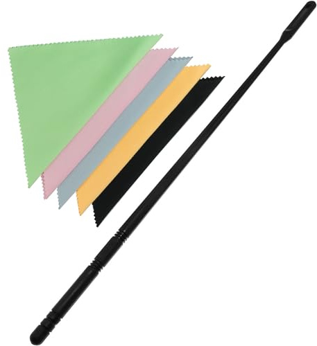 DGBRSM Flute Cleaning Stick with 5 Cleaning Swabs Flute Cleaning Kit Flute Cleaner Flute Polishing Cloth, Mixed Colors