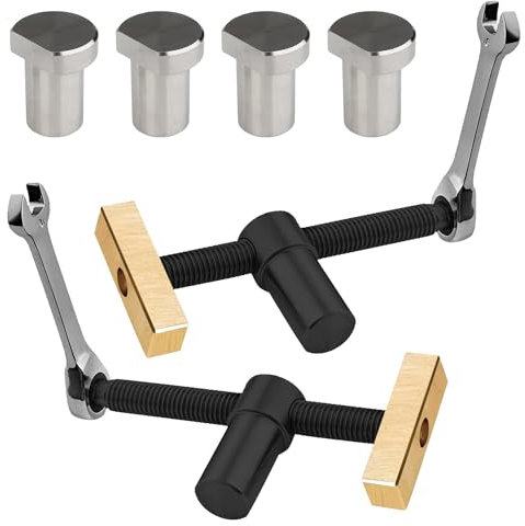 2 Piezas Tornillo de Banco de Trabajo con 4 Mordazas de Mesa, Sargentos Carpintero para Agujeros de Mesa de 20 mm, Tornillo de Banco Ajustable, Accesorios de Banco de Trabajo para Fijación Rápida