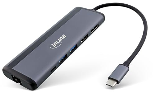 InLine 8-in-1 USB-C Multihub, Docking Station, 8K HDMI & DisplayPort, 1x USB-C PD 3.0 100W, 2X USB-A Daten, Ethernet, microSD & SD, MST, Für Laptop, PC, MacBook und mehr, 33278B
