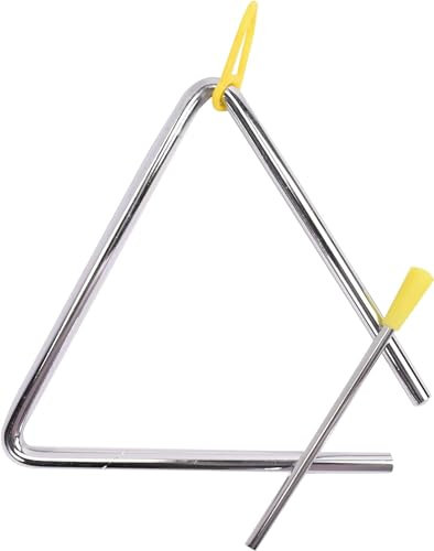 QHFalashbuy Instrumento Musical Triangular,6 Inch Triangulo Percusion Bateadore,Instrumento Triangular para Niños y Principiantes en La Música