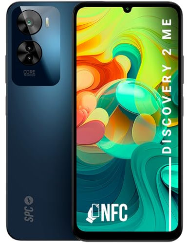 SPC Discovery 2 ME – Smartphone 6,75” HD+, 6GB RAM, 256GB Memoria Interna, Triple Cámara IA, NFC, 5000 mAh Carga rápida 18W, teléfono móvil Android 14, desbloqueo biometría – Deep Sky