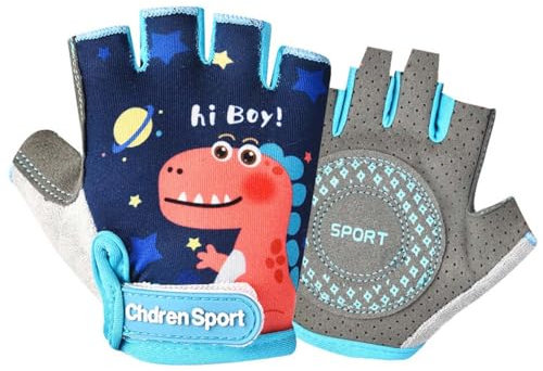 Bike Handschuh Jungen Fahrrad Handschuhe Mädchen, Fahrradhandschuhe für Kinder, Kinder Sport Handschuhe, Kinder Fahrradhandschuhe, Mädchen Jungen Fahrradhandschuhe, Dinosaurier-Stil