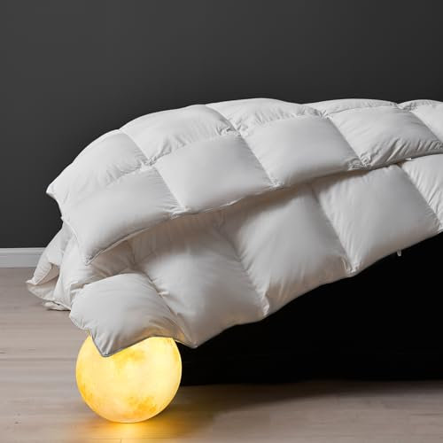 DWR Couette 240x260 cm,Plumes et Duvets à Remplissage élevé Très Doux et Moelleux,4 Saisons Naturelle Chaud en 275 GSM,Certifiée Oeko-Tex et RDS,pour lit 2 Personne