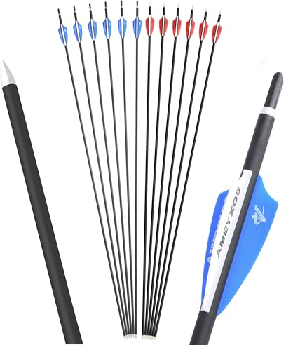 Poearcus Flecha de Tiro con Arco de Carbono Flecha de Tiro de 31 Pulgadas Flechas de práctica de Tiro al Blanco de 1000 Spine para Arco Compuesto/Arco Curvo 6/12pcs (Azul, 6)