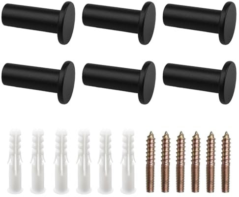 KMKANPO 6 Sätze Kleiderhaken Wand Garderobe mit Montagezubehör, Schwarz Matt Garderobenhaken für Bad, Handtuchhaken und Schlafzimmer