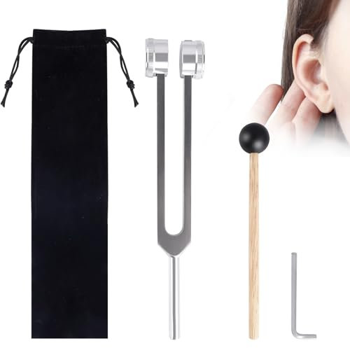 Stimmgabel, 128 hz Aluminiumlegierung Stimmgabel mit einem Silikonhammer und Reparaturwerkzeug in einem Weichen Samtbeutel Angebot Genaue Frequenzgang