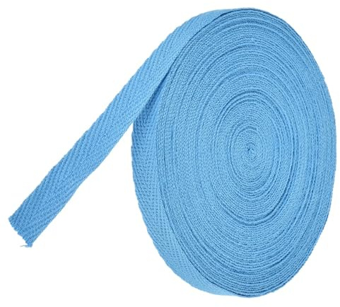 TA-VIGOR Bomullstwill bandband 10 mm, 10 meter förspänningstejp bunttejp mjuk naturlig fiskbensmönstrad bandrulle för sömnad klädtillverkning presentförpackning gör-det-själv hantverk, havsblå