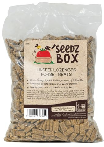 Horse Treats 1kg – Linseed Lozenges For Horses – Low Sugar – High In Omega 3 6 & 9 - Feed By Hand – Add To Feed For Fussy Feeders – Occasional Snack For Horses – Clicker Training – Seedzbox