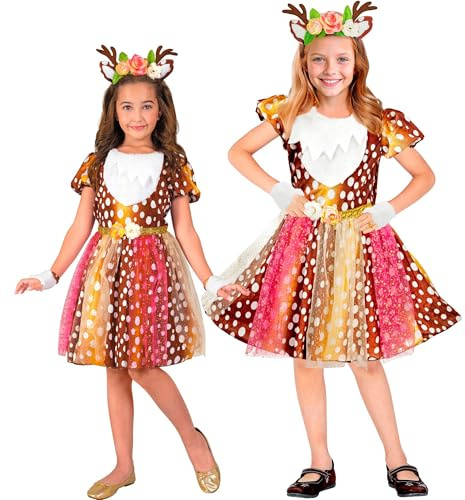 W WIDMANN MILANO Party Fashion – barndräkt rådjur, djurdräkt för flickor med klänning, hårband och handskar, för karneval, temafester