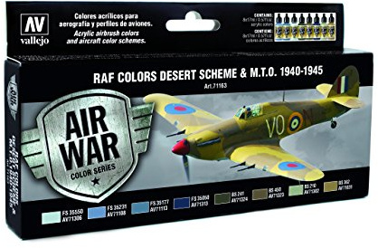 Vallejo Model Air WWII RAF Desert Acrylic Paint Kit for Air Brush - Assorted Colours (Pack of 8)