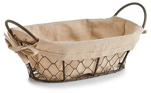 Zeller 18090 Countrystyle Panier à Pain Eisen/Tissu/Polyester/Coton Brun 26 x 17 x 9 cm