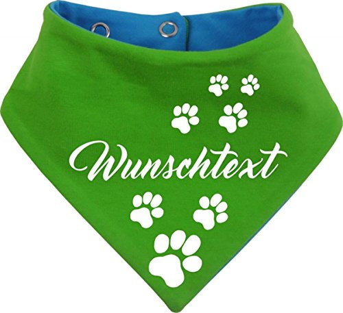 beidseitiges Multicolor Hunde Wende- Halstuch (Fb: Lime-royal) (Gr.3 - HU 36-44 cm) mit Ihrem Wunschtext