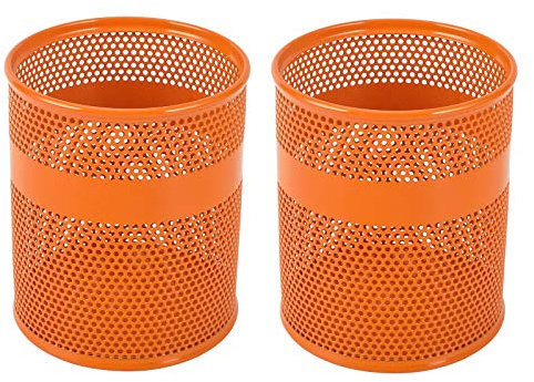 EasyPAG Portapenne da Scrivania Metallo Rete,Organizzatore Scrivania,Portamatite per Ufficio & Casa,Confezione da 2,Arancione