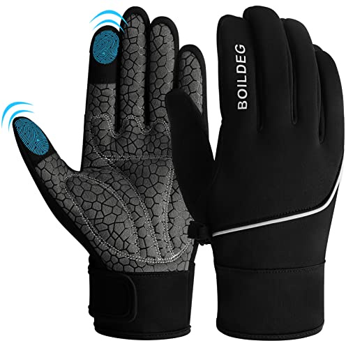 BOILDEG Cycling Gloves Outdoor Windproof Touchscreen Anti-slip Shock-absorbing Pad Bicycle Biking Gloves for Men & Women