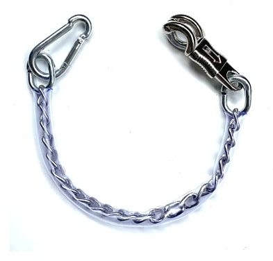 JA Horse Cuerda elástica de amarre de transporte con gancho de pánico y cierre de toro, para remolques de caballos, caja y establo (50 cm, cadena de amarre)