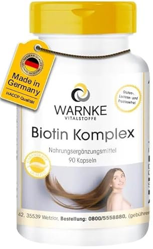 Biotin Komplex - 90 vegane Kapseln mit Zink und Selen für 90 Tage - hochdosiert, vegan | Warnke Vitalstoffe - Deutsche Apothekenqualität