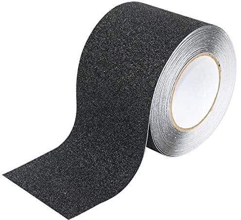 Cinta Antideslizante Seguridad Adhesiva, 10cm × 10m Alta Tracción Fuerte Apretón Abrasivo para Escaleras, Seguridad, Interior y al Aire Libre, Negro BOMEI PACK