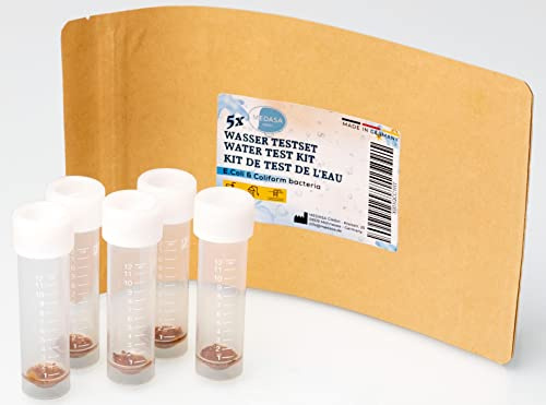 Medasa Test d'acqua per batteri coliformi E.coli nel test dell'acqua potabile e dell'acqua di pozzo (5 kit di test)
