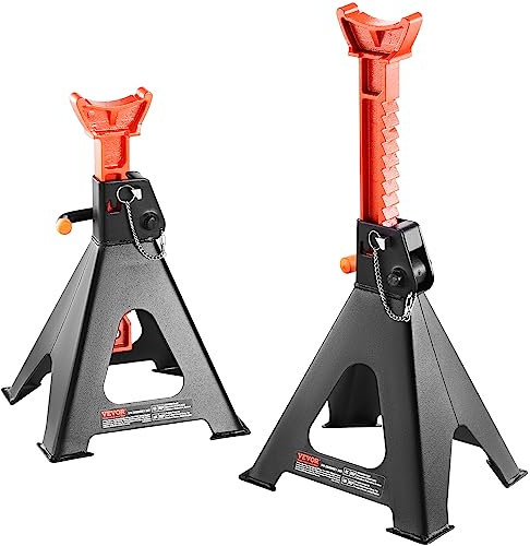 VEVOR Jack Stands, 6 Ton (13,000 lbs) Capacity Car Jack Stands Double Locking, 14.2-23 inch Adjustable Height, for lifting SUV, Pickup Truck, Car and UTV/ATV, Red, 1 Pair