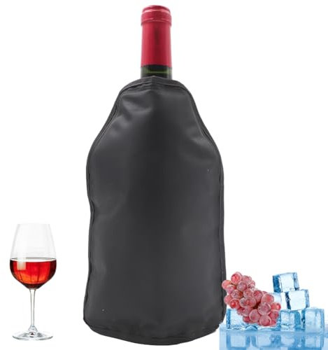 Raffreddatore Rapido per Vino, Refrigeratore per Bottiglie di Vino in gel, manicotto per congelatore, vodka, tequila, refrigeratore (nero)