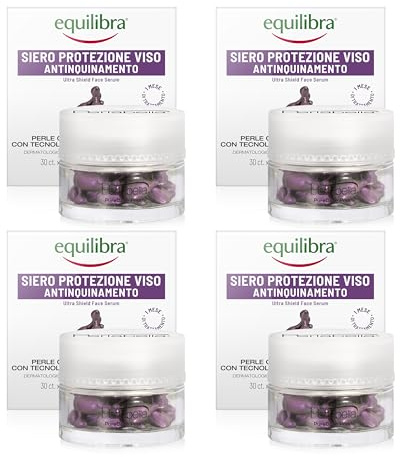 Equilibra, Siero Viso, Azione Protettiva e Antinquinamento, 120 Perle, Crea un Film Flessibile sulla Pelle, Perle Ermetiche, Prive di Acqua e Conservanti, per una Pelle Protetta e Luminosa