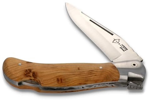 Arbalete G. David Laguiole Jagdmesser - Griff Wacholder - Backen und Klinge 10 cm satiniert - Klappmesser Taschenmesser