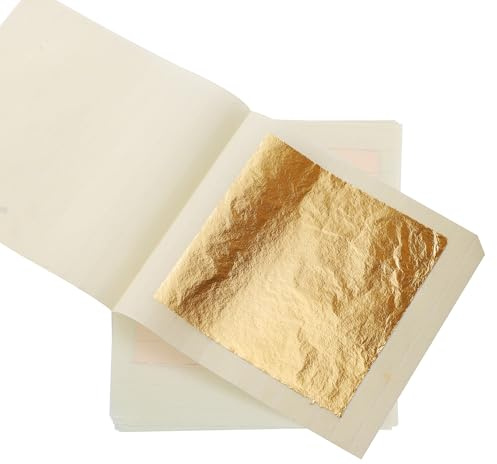 KIRIN Gold Leaf Sheets，5 Pieces 3.15x3.15 Imitation Gold Foil Sheets Gilding for Picture Frame,Ceramics and Canvas of Art.
