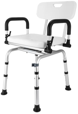 360° Drehbarer Duschstuhl Mit Armlehnen Und RüCkenlehne HöHenverstellbarer Lehne Duschhocker FüR Senioren Badestuhl Stuhl Dusche Shower Stool SchweißEn Fulcrum Gummi Saugnapf Bodenstehend Schwarz