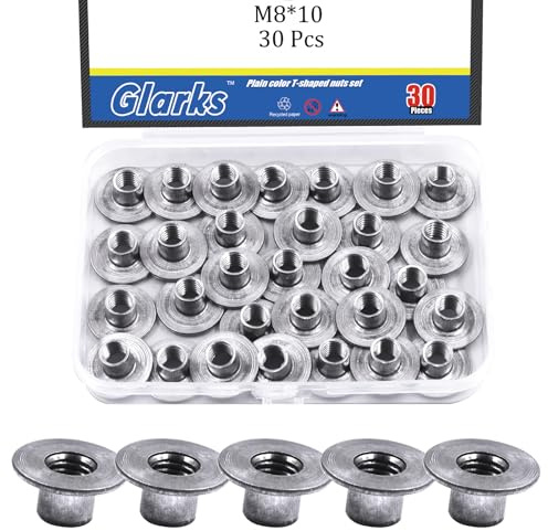 Glarks 85 st M4 M5 M6 M8 M10 rund bas svetsmuttrar, kolstål tee mutter, T-mutter montering hårdvara passande fästelement genom hål fläns insats kvinnlig gänga (M8 x 10 mm)