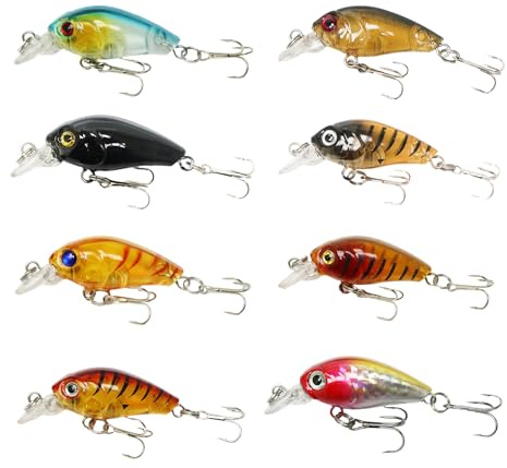 Fishing Lure Set, 12Pcs Fishing Bait Pike Lures 3D Fishings Lure Vivid Floating Hard Baits with Treble Hooks for Angling Enthusiast, Fishings Lures for Sea Lake Pike Perch Trout