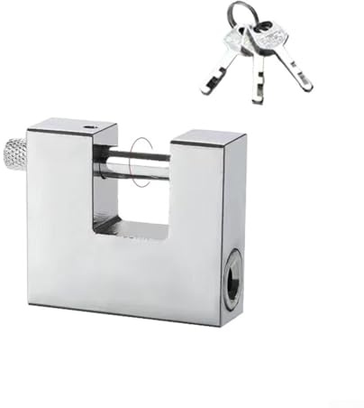 Candado antirrobo en forma de D, cadena de zinc impermeable para cerradura de aleación con 3 llaves, puertas de servicio de motocicleta, puertas de garaje, caravanas, unidades de almacenamiento (50 mm