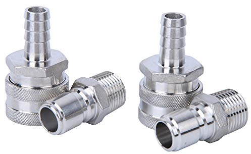 Zerodis Kit de Connecteurs de Brassage de Bière, Ensemble de Déconnexion Rapide pour Brassage Domestique de Bière, Filetage Mâle G1/2 Pouces en Acier Inoxydable