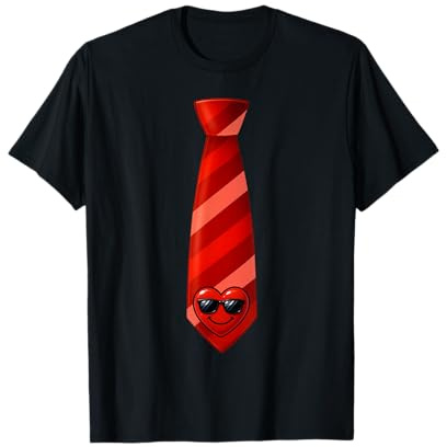 Funny Heart Necktie Valentine Outfit Kids Boy T-Shirt