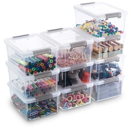 Kerhouze 10er-Pack Aufbewahrungsboxen mit Deckel, Kleine Boxen à 1.2 L, 17.5 x 13 x 8 cm, Ideal zur Aufbewahrung von Schrauben, Nägeln, Haarklammern, Gummibändern und Wattestäbchen