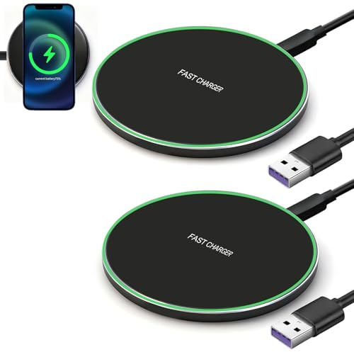 2PCS Caricabatterie Wireless 35W Qi Ricarica Rapida a Induzione con USB-C, Base di Ricarica Senza Fili per Phone 16/15/14/13/12, Galaxy S25/S24/S23, Pixel, Auricolari Wireless