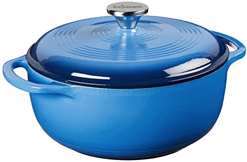 Lodge Schmortopf aus Gusseisen/Porzellan-Emaille, 4,35 l, Blau