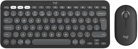 Logitech Pebble 2 Combo, teclado y ratón inalámbricos, discretos, portátiles, personalizables, Logi Bolt, Bluetooth, Easy-Switch para Windows, macOS, iPadOS, Chrome, QWERTY Español, Grafito