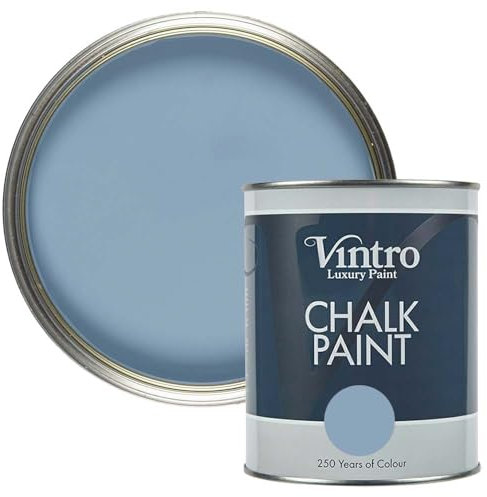 Vintro | Blue Chalk Paint | Furniture Paint | Shabby Chic | Upcycle | Decorate | Ultra Matt Finish | 1 Litre (Morocco)
