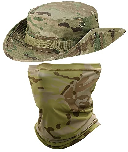 Ciyuhome Chapeau Militaire Camouflage UPF 50+ pour Pêche, Chasse, Safari, Ensemble U-Terrain