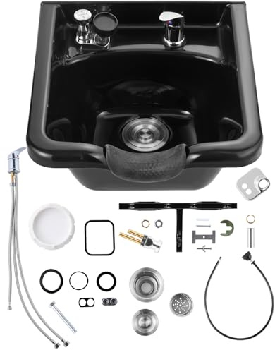 VEVOR Shampoo Basin, Black Hairdresser Sink Shampoo Bowl Sink, ABS Plastic Salon and Spa Hair Washing Sink, Hair Backwash Basin Beauty Salon Equipment for Hair Stylists