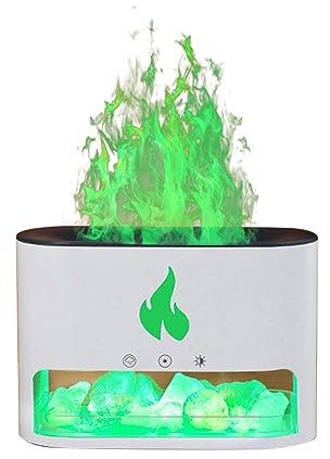 Chesoon Difusor de Aromaterapia Humidificador de Aire Llama Dispensador de Aceite Esencial LED Conmutable Luz de Cristal Sales Decoración Color Blanco