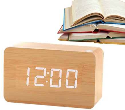 Kongou Reloj Despertador Digital De Madera, Reloj Digital De Cabecera con Modo Día De La Semana/Fin De Semana, Gran Pantalla, Control De Sonido, Reloj Despertador De Sobremesa para Oficina