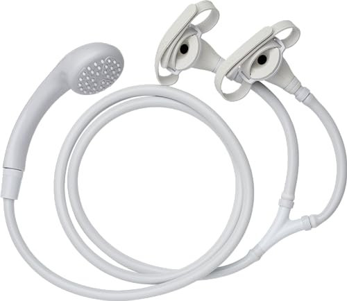 Croydex Secura Shower Head and Hose - Easy Install Push On Shower Attachment for Bath Taps with 1750mm Hose Length, Straps to Secure, Rub Clean Nozzles and Compatible with Low or High Pressure Systems