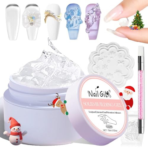 NAILGIL Solid Builder Gel für Nagellack, Solid Nail Glue Gel 3D Nagelskulptur with Tool Set, Salon DIY zu Hause, klar 15g