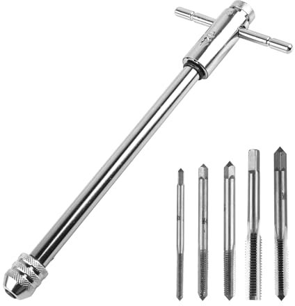 HOMURY Gewindeschneider Halter, 5 Stück M3 - M8 Gewindebohrer Kit, T-förmigen Schraubenschlüssel Kit, T - Griff Windeisen Ratsche, Tap Wrench Set, für Gewindebohrer